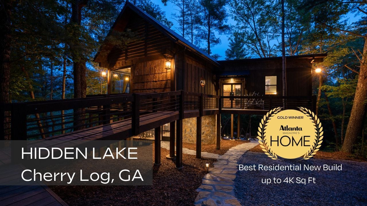 Hidden Lake is one a pair of custom designed tree house style homes in Cherry Log , GA designed by architect James Knight of Reynard Custom Homes - Architectural design services 